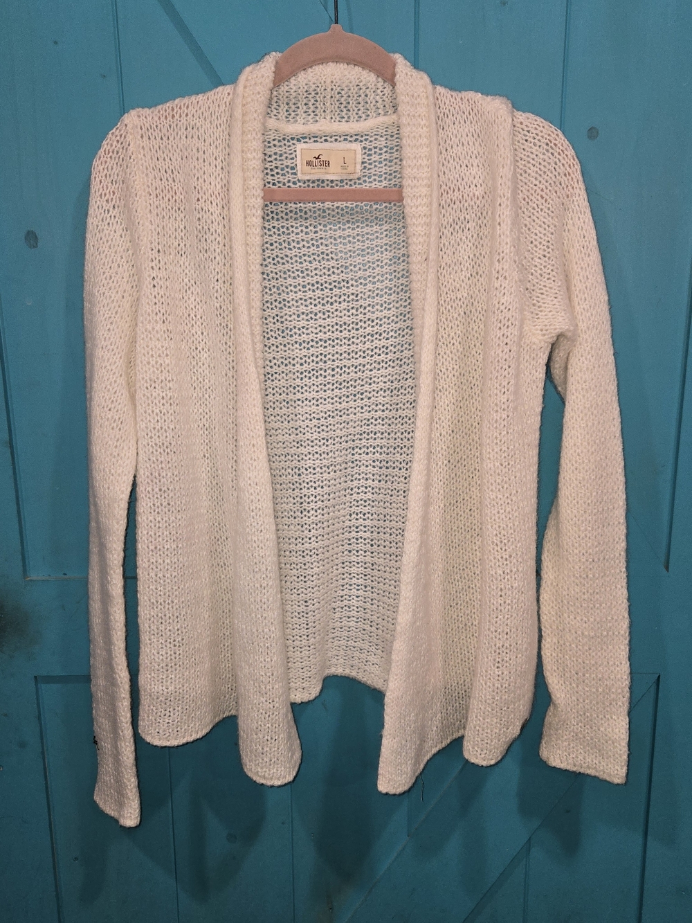 Hollister White Open-Front Knit Cardigan